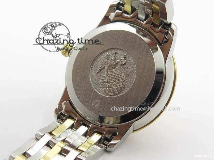 0503 OnTrend De Ville 27mm SS YG Ladies MK 1:1 Best Edition White MOP Dial Diamond Markers On SS Bracelet Ronda Quartz 8187
